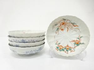 古伊万里　赤絵　桐に鳳凰　なます皿　5客揃